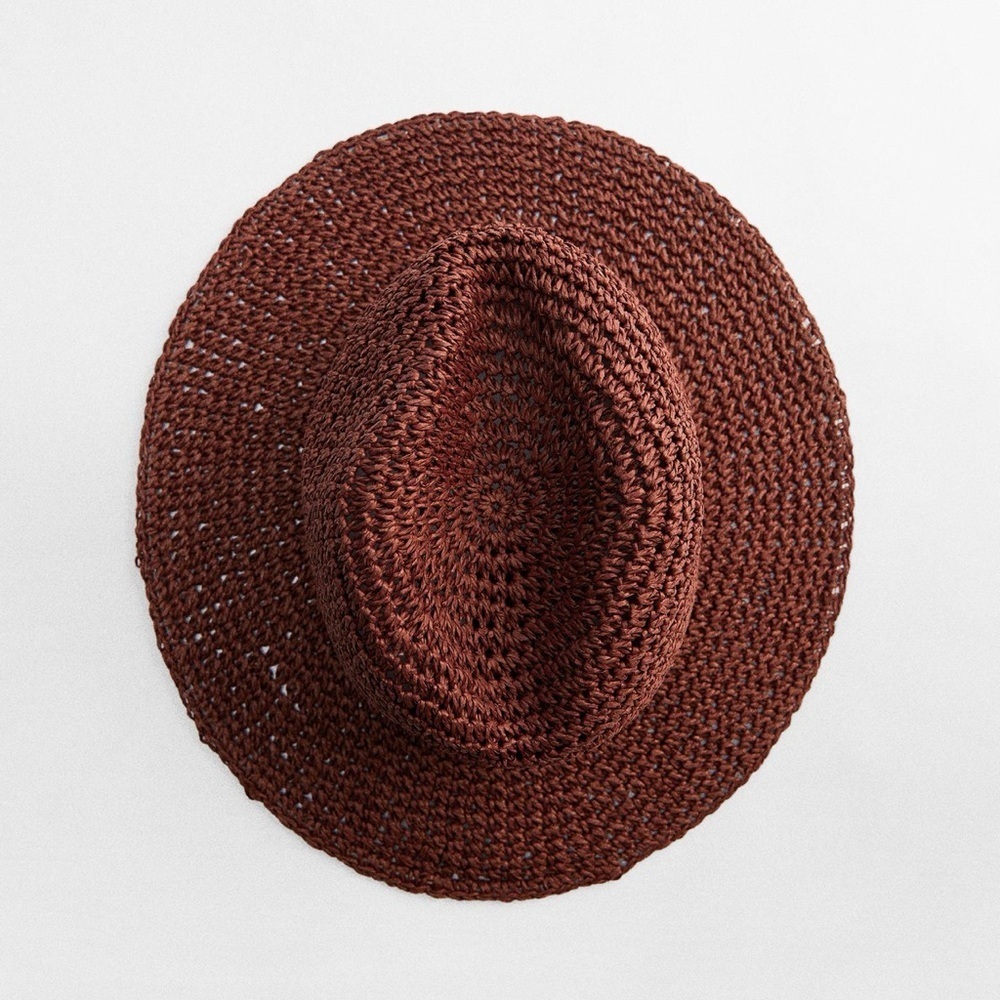 nwt zara Brown Woven floppy Sun Hat medium